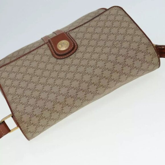 CELINE Macadam Canvas Shoulder Bag PVC Leather Beige Auth - Picture 7 of 16